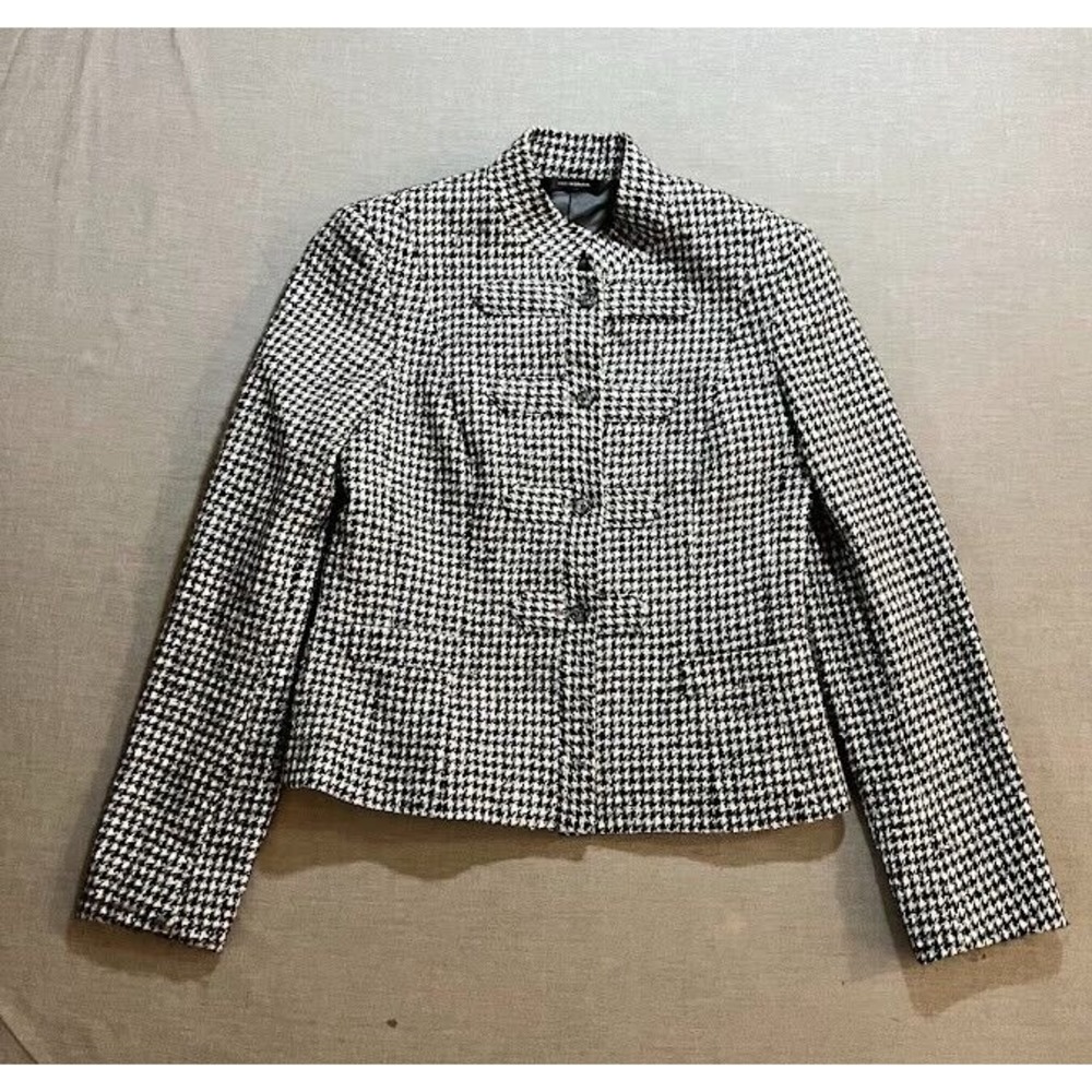 Paul Stuart Black and White Houndstooth Blazer